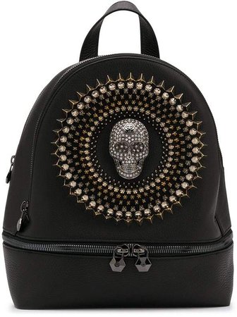 Stud-Embellished Skull Backpack