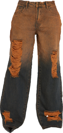 above and beyond ombre baggy straight leg jeans - rust