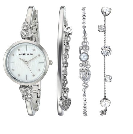 silver watch and bracelet set