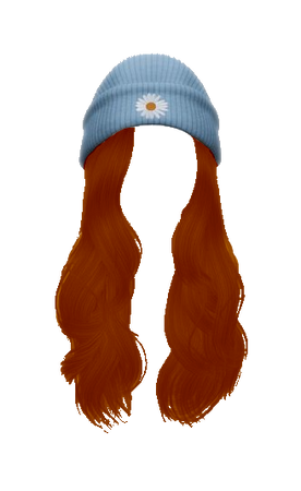 'Bighit Hair' Blue Daisy Beanie - Ginger Wavy Hair (Dei5 edit)