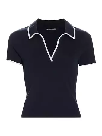 Shop Veronica Beard Kearney Stretch-Cotton Polo Shirt | Saks Fifth Avenue