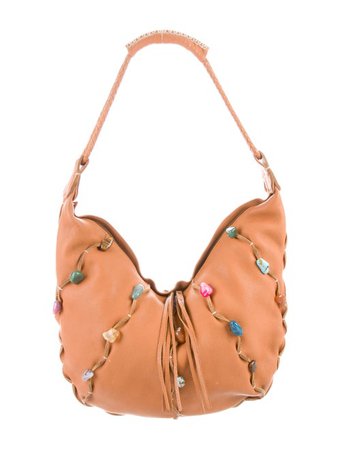Carlos Falchi Embellished Leather Hobo - Handbags - CAF22088 | The RealReal