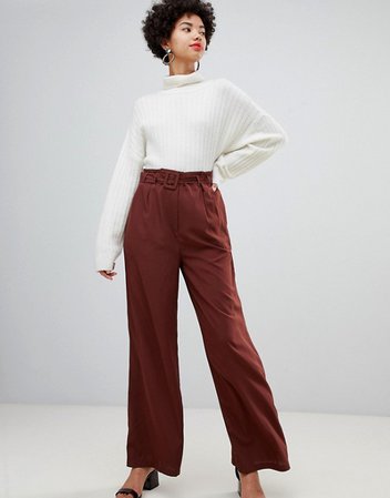 Vero Moda belted high waist wideleg pants | ASOS