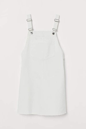 Denim Bib Overall Dress - White