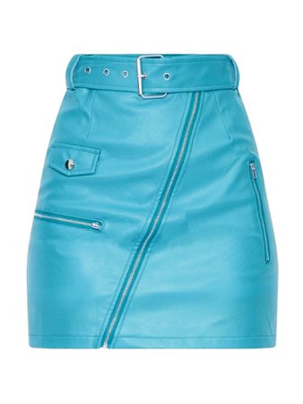 Turquoise leather skirt