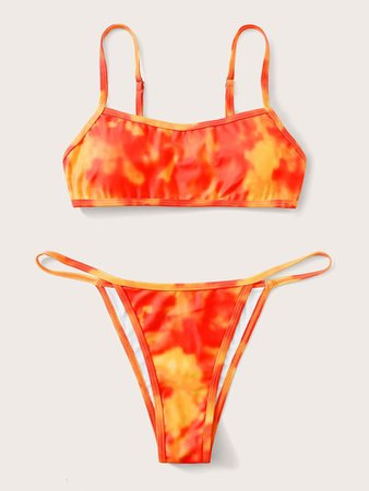 Tie Dye Tanga Bikini Swimsuit | SHEIN USA