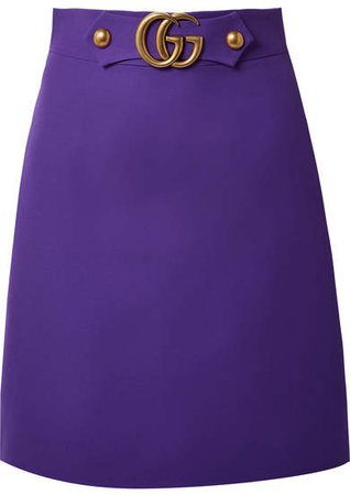 Embellished Wool And Silk-blend Skirt - Violet