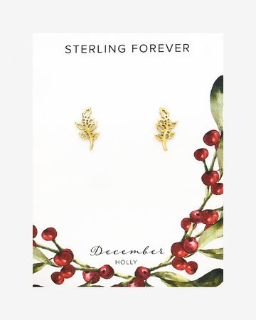 Sterling Forever December Birth Flower Stud Earrings