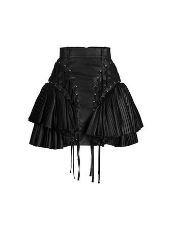 UNTTLD Topolina Waxed Denim Mini Skirt | SaksFifthAvenue