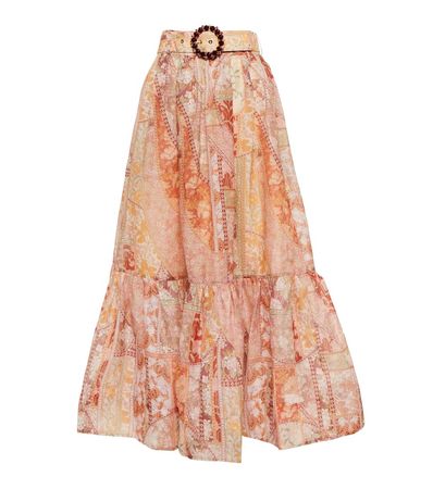 Zimmermann Kaleidoscope printed linen and silk maxi skirt