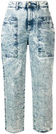 crinkle-effect straight-leg jeans