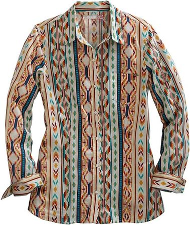 Tin Haul Western Shirt Womens L/S Aztec S Cream 10-050-0064-0226 WH at Amazon Women’s Clothing store