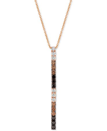 Le Vian Chocolate Layer Cake™ 14k Rose Gold Blackberry Diamonds, Chocolate Diamonds, & Nude Diamonds 18" Pendant Necklace