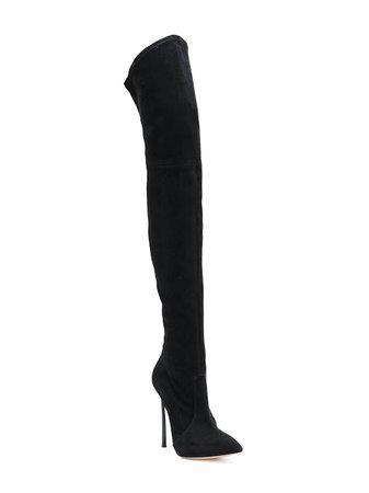 Black Suede Thigh High Boot