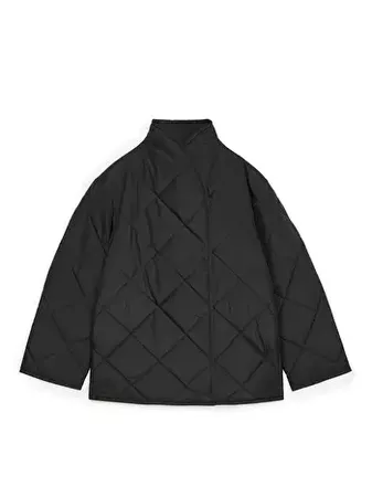Quilted Shawl Collar Jacket - Black - Jackets & Coats - ARKET GR