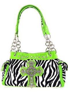 neon green gross zebra print bag