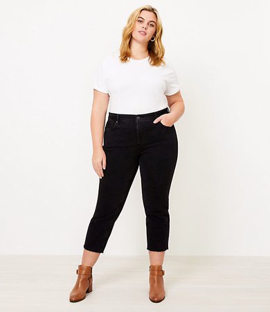Plus High Waist Straight Leg Jeans in Washed Black Wash
