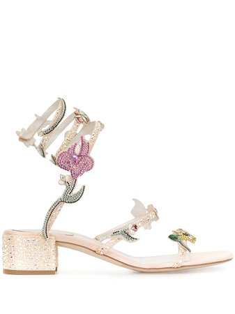 Shop René Caovilla embellished floral sandals with Express Delivery - Farfetch