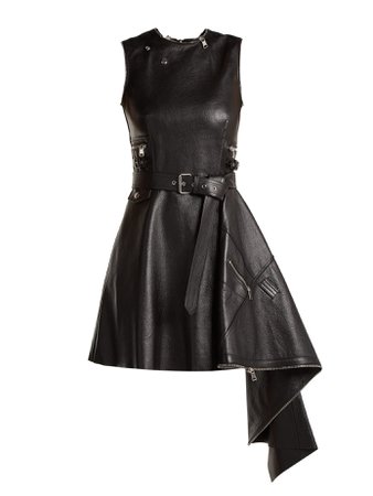 Asymmetric lambskin leather dress | Alexander McQueen | MATCHESFASHION.COM