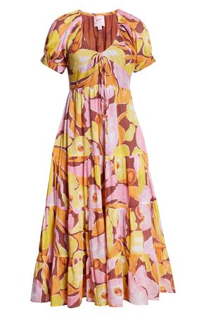 Banjanan Norma Floral Print Tiered Cotton Dress | Nordstrom