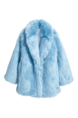 blue fur coat