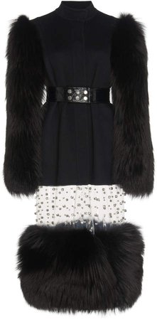 Ralph & Russo Belted Fur-Trimmed Wool-Cashmere Coat