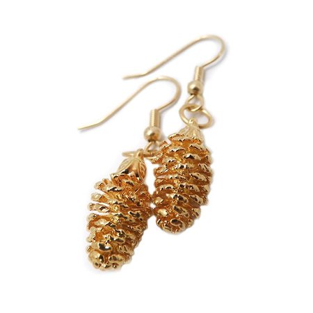 gold pine cone earrings - Google Search