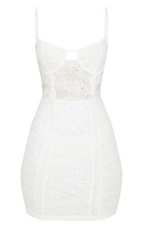 White Lace Trim Detail Bodycon Dress | PrettyLittleThing