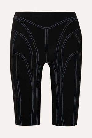 Embroidered Stretch-jersey Shorts - Black