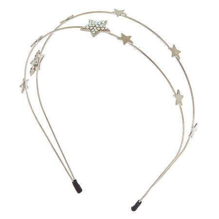 Silver Double Row Star Headband | Claire's US