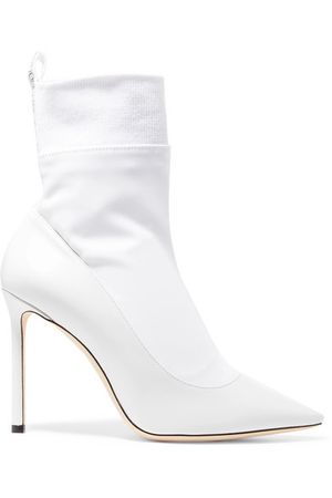 Jimmy Choo | Brandon 100 leather and stretch-ponte ankle boots | NET-A-PORTER.COM