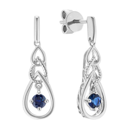 Silver and Sapphire Dangle Earrings