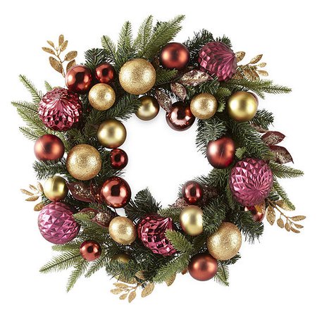 North Pole Trading Co. Red And Gold Large Christmas Ornament Wreath