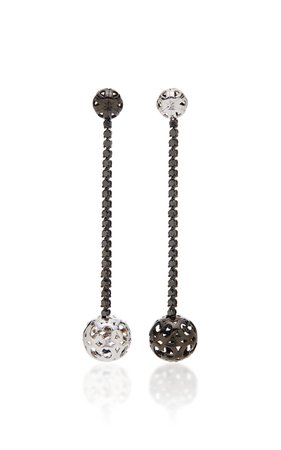Colette Jewelry Ball Mismatched 18K White and Oxidized Gold Diamond Earrings