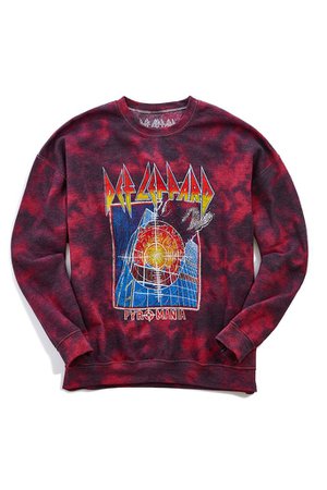 Def Leppard Pyromania Tie-Dye Crew Neck Sweatshirt | Urban Outfitters