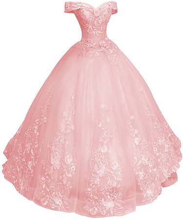 Prom Dress Ball Gown Quinceanera Dress Lace Formal Evening Gown Appliques Off Shoulder Prom Dresses Long : Clothing, Shoes & Jewelry