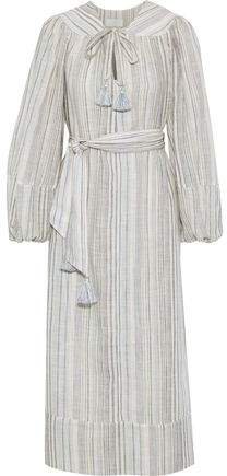Striped Cotton And Linen-blend Midi Dress