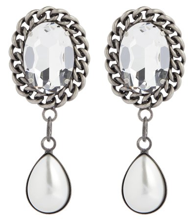 ALESSANDRA RICH Crystal and faux pearl clip-on drop earrings