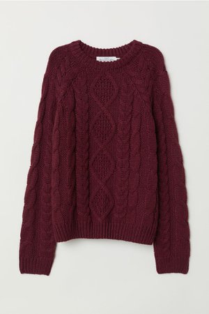 Cable-knit Sweater - Burgundy - Ladies | H&M US