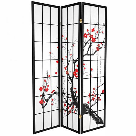 Japanese Shoji Screens :: Japanese Cherry Blossom (Black Finish)