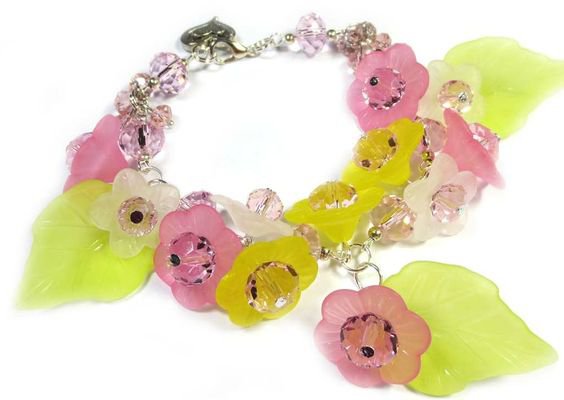 pink and yellow flower bracelet