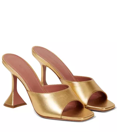 Lupita Metallic Leather Sandals in Gold - Amina Muaddi | Mytheresa