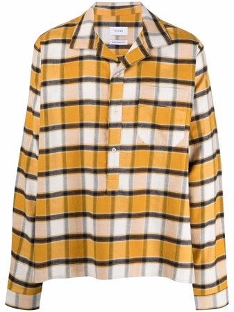 Shop yellow & white Rhude check-print overshirt with Express Delivery - Farfetch