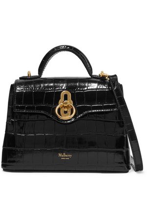 Mulberry | Seaton micro glossed croc-effect leather shoulder bag | NET-A-PORTER.COM