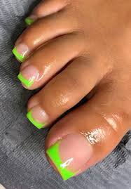 lime green french tip toes - Google Search