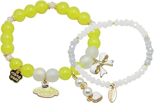 Amazon.com: Cinnamoroll Crystal Bead Bracelet My Melody Sanrio Bracelets Cute Cartoon Kawaii Elastic Beaded Bracelets for Girls Women (Yellew, Bronze): Clothing, Shoes & Jewelry