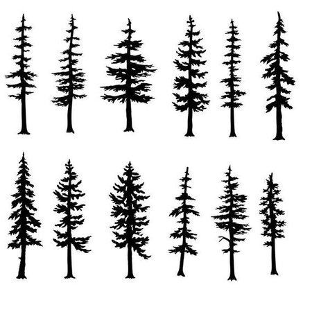 Trees Fir Evergreen Pine Clipart Silhouettes eps dxf pdf png | Etsy