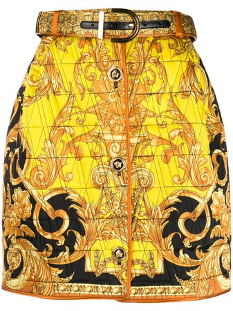 Yellow Versace Barocco Print Skirt | Farfetch.com