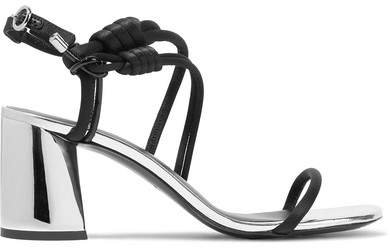Drum Knotted Patent-leather And Satin Sandals - Black