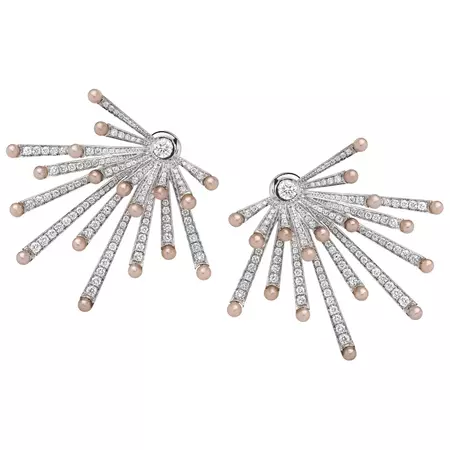 Diamond and Pearl Starburst Earring by Umrao Jewels For Sale at 1stDibs